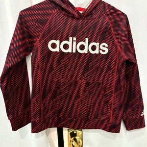 adidas Red & Black Kids' Hooded Athletic Pullover